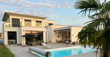 Piscine Chauffée à La Norville avec Cuisine d'Été et Jardin 1